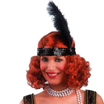 Hoofdband Pailletten Charleston Diadeem met zwarte veren, Verzenden, Nieuw