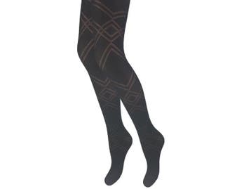 Panty - Ruit/Zigzag - Zwart, Verzenden, Nieuw
