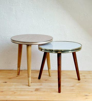Set bijzettafels - Hout, formica - Twee plantentafels