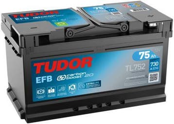 Tudor EFB accu | TL752 | 12V 75Ah, Ophalen of Verzenden, Nieuw