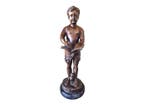 Beeld, Ellegorisch beeld met uil en boek - 35 cm - Brons -