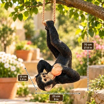 Playful Hanging Monkey Sculpture - Sculptuuur voor buiten,