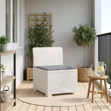 vidaXL Eénpersoons Tuinbank met Kussen Rattan Look PP Wit, Verzenden, Nieuw