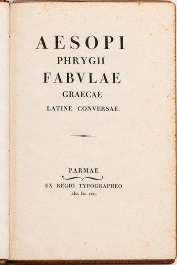 Bodoni / Esopo - Fabulae Graecae - 1800