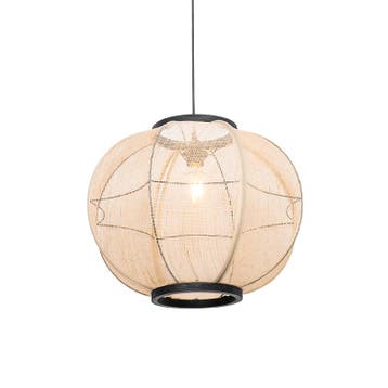 Oosterse hanglamp bruin stof 48 cm - Rob, Verzenden, Nieuw, Japandi