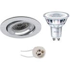 GU10 Inbouwspot Set - Mat Zilver - Inbouw Rond - Kantelbaar, Metaal of Aluminium, Nieuw, Ophalen of Verzenden, Led
