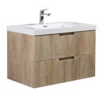 Badkamermeubel Set Thermis 80cm Licht Eiken Badmeubel, Verzenden, Nieuw, Wastafelkast