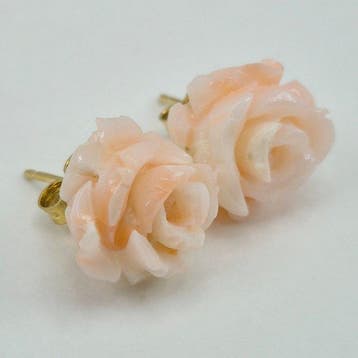 Koraal - Zilver, Verguld - Oorbellen - ROZE IN KORAALROZE