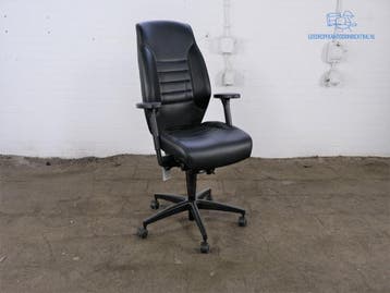 Giroflex 60 Bureaustoel – 24-uurs, Ergonomisch, Zwart Leer, Verzenden, Gebruikt, Bureaustoel