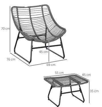 Rotan Tuinfauteuil met Kruk – Inclusief Kussen en Frame, Verzenden, Nieuw
