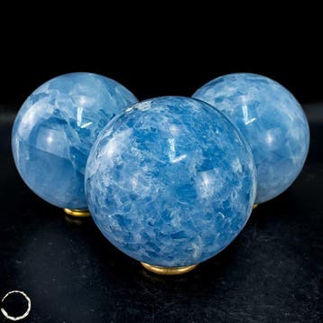 Zeldzame natuurlijke blauw-calciet bolletjesset – 3, Verzamelen
