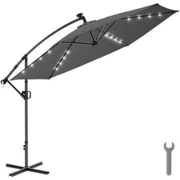 Parasol Artemis, 360° draaibaar, LED-solar, 3,5 x 3,5 m - gr, Verzenden, Nieuw