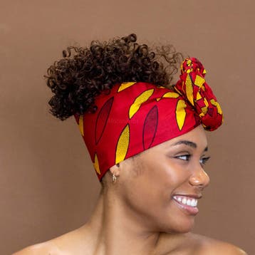 Afrikaanse Rood / gele sunburst hoofddoek - headwrap, Ophalen of Verzenden, Nieuw