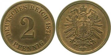 Duitsland 2 Pfennig 1874a prfr! J 002, Verzenden