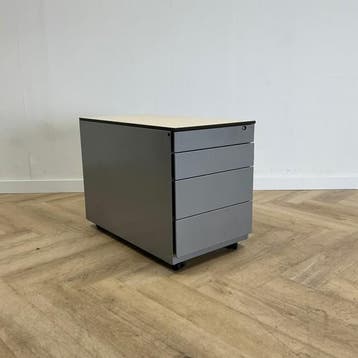 Ahrend ladeblok 4 lades (hxbxd) 76x42x57 cm, grijs - ahorn, Ophalen of Verzenden, Gebruikt