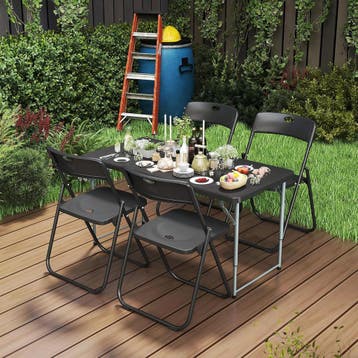 Klapstoelen - Vouwstoelen - Set van 4 - Eettafelstoelen - Zw, Verzenden, Zo goed als nieuw