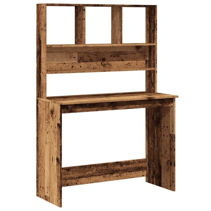 vidaXL Bureau met schappen 102x45x148 cm bewerkt hout oud, Huis en Inrichting, Bureaus, Nieuw, Verzenden