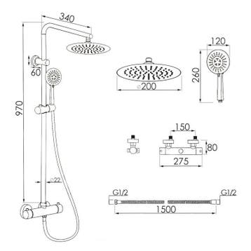Luxe Doucheset Zwart | Messing RVS | Premium | OP=OP, Ophalen of Verzenden, Nieuw, Rvs, Douche