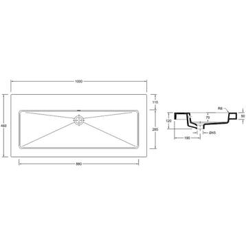 Wiesbaden Kera Wastafel Enkel zonder Kraangat - 100x46x5cm -, Ophalen of Verzenden, Nieuw