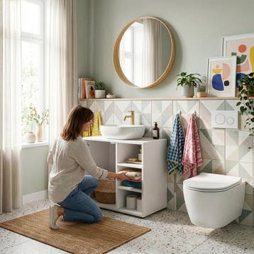 Wastafelonderkast Kulaik 51x60x32 cm wit [en.casa], Verzenden, Nieuw