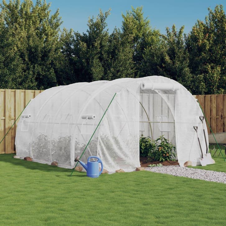 vidaXL Kas met stalen frame wit 12 m² 4x3x2 m, Tuin en Terras, Kassen, Nieuw, Verzenden