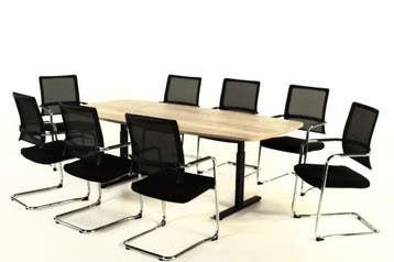 Vergadertafel eiken 220 TUBE met 8 luxe vergaderstoelen, Zakelijke goederen, Kantoor en Winkelinrichting | Kantoormeubilair en Inrichting