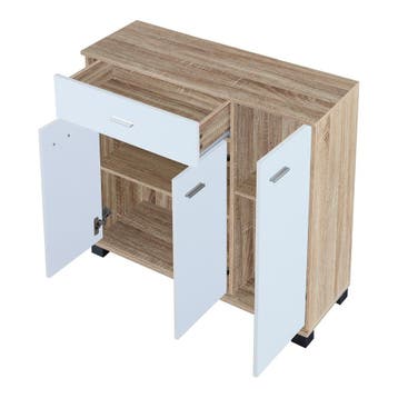 [en.casa] Halmeubel Bobeck 72x80x28 cm eikenkleurig en wit, Verzenden, Nieuw