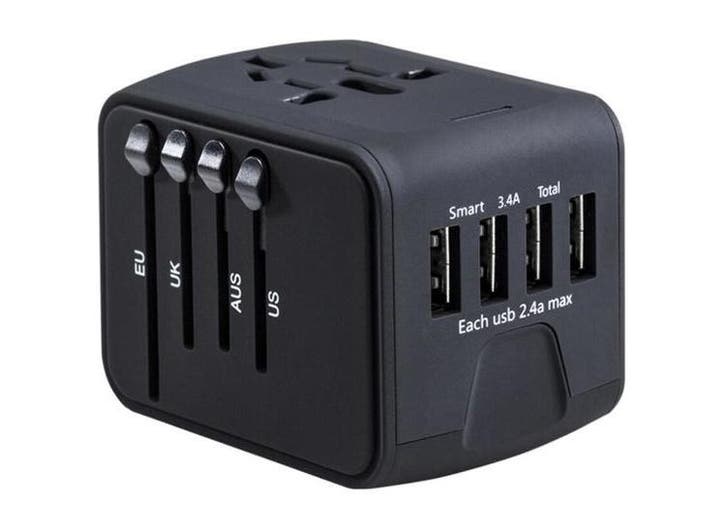 Fedec Universele Wereldstekker met 4 USB Poorten -, Audio, Tv en Foto, Opladers, Nieuw, Verzenden