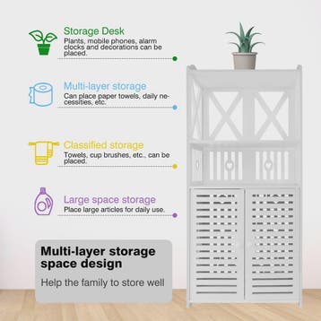 PVC Badkamerkast Waterdicht met Dubbele Deuren en 3 Planken, Huis en Inrichting, Badkamer | Badkamermeubels, Verzenden, Nieuw