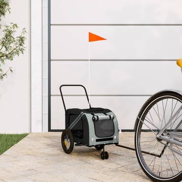 vidaXL Hondenfietstrailer oxford stof en ijzer grijs en, Verzenden, Nieuw