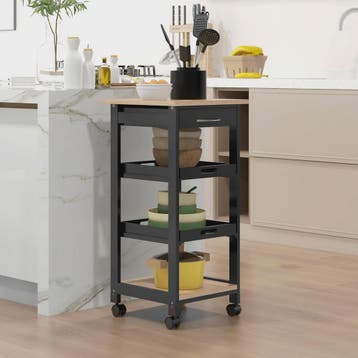 HOMCOM Keuken Trolley met Wielen, 2 Verwijderbare Dienbladen, Verzenden, Nieuw