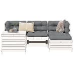 vidaXL 5-delige Loungeset massief grenenhout wit, Tuin en Terras, Verzenden, Nieuw, Loungeset