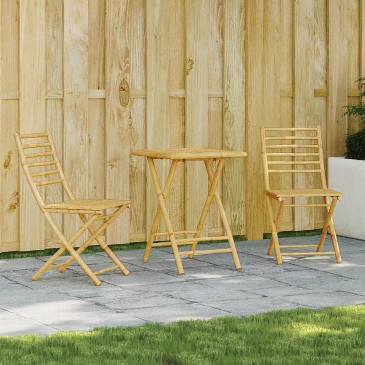 vidaXL 3-delige Bistroset bamboe, Tuin en Terras, Tuinsets en Loungesets, Nieuw, Hout, Verzenden