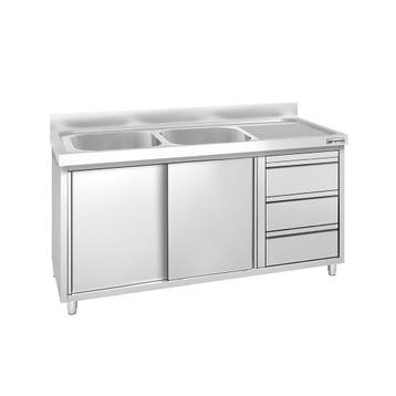 GGM Gastro | Spoelkast PREMIUM - RVS - 1400x600mm - met 3 |, Verzenden, Nieuw in verpakking, RVS Meubilair