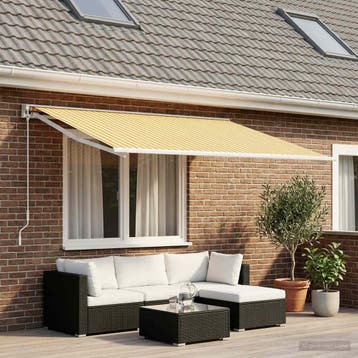 vidaXL Vervangingsdoek voor zonnescherm Geel en Wit 450 ×, Tuin en Terras, Zonneschermen, Verzenden, Nieuw