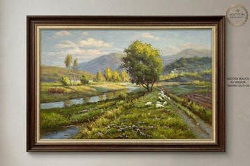 Xu Yanchun - Rebaño de ovejas al atardecer en el campo