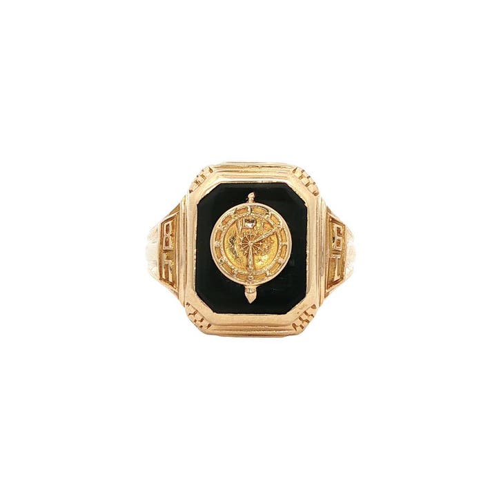 Zegelring met onyx 10 kt, Sieraden, Tassen en Uiterlijk, Ringen, Ophalen of Verzenden