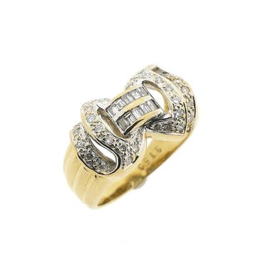 Gouden ring met diamanten; 0,74 ct., Gebruikt, Ophalen of Verzenden, 17 tot 18, Met edelsteen