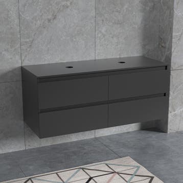 Het hangende wastafelmeubel 120cm mat zwart, Verzenden, Nieuw