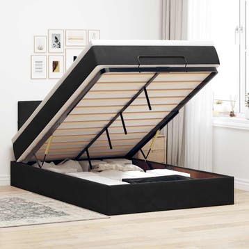 vidaXL Bed poef met matras en LEDs 120x190 cm fluweel zwart, Huis en Inrichting, Verzenden, Zwart, Nieuw, 190 cm of minder