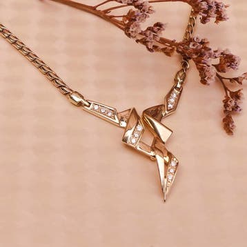 Gouden cardano schakelketting met vaste hanger en diamant..., Gebruikt, Ophalen of Verzenden, Met edelsteen, Goud