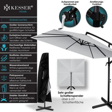 Zweefparasol - Tuinparasol - Parasol 250 cm - Met voet - Met, Verzenden, Zo goed als nieuw