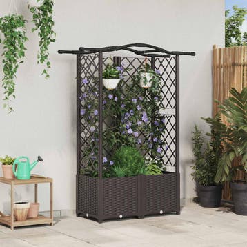 vidaXL Verhoogd Bed met Trellis en Dak Bruin 122 x 40 x 138, Verzenden, Nieuw, Minder dan 60 cm, 60 cm of meer