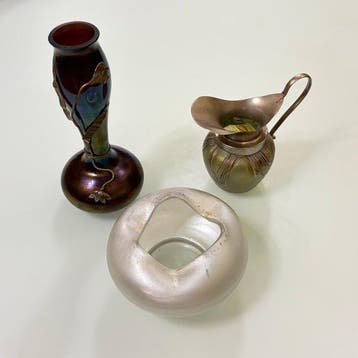 Loetz - Vaas (3) - Glas, Metaal, Gekleurd glas - Verzameling