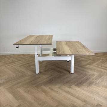 Gispen duo slingerbureau, 160x80 cm per werkplek, natuur, Gispen, Gebruikt, Ophalen of Verzenden, Wit