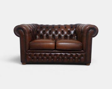 Chesterfield style - Sofa - club - Leder, Hout - Vintage
