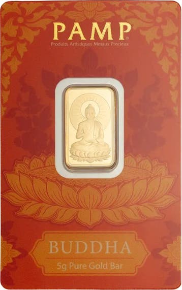 5 Gram goudbaar - Pamp Suisse - Buddha in Card, Verzenden, Goud