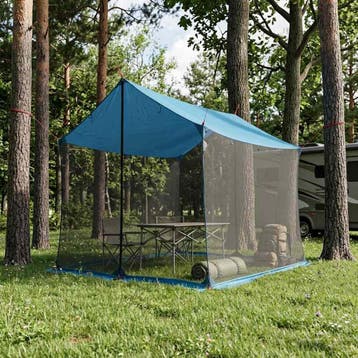 vidaXL Campingzeil met gaaswanden 270 x 210 x 210 cm Blauw, Caravans en Kamperen, Tenten, Verzenden, Nieuw, Tot en met 2