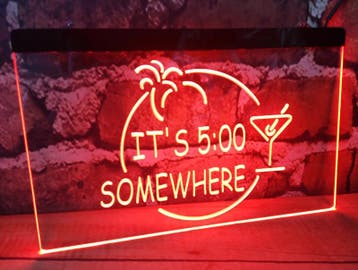 Its 5:00 somewhere neon bord lamp LED verlichting reclame l, Verzenden, Nieuw