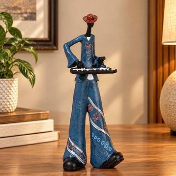 Beeldje - Abstract Keyboard Player Sculpture - Hars